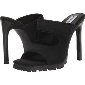 Steve Madden Women's VOIDED Heeled Sandal Black Fabric Size 8.5 $120